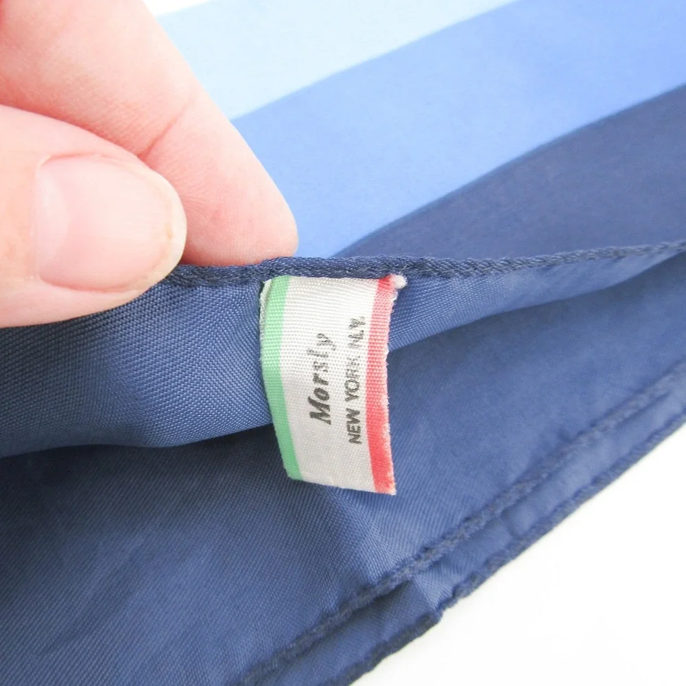 Vintage Morsly New York Italy Blue Ombre Acetate Scarf Pocket Square